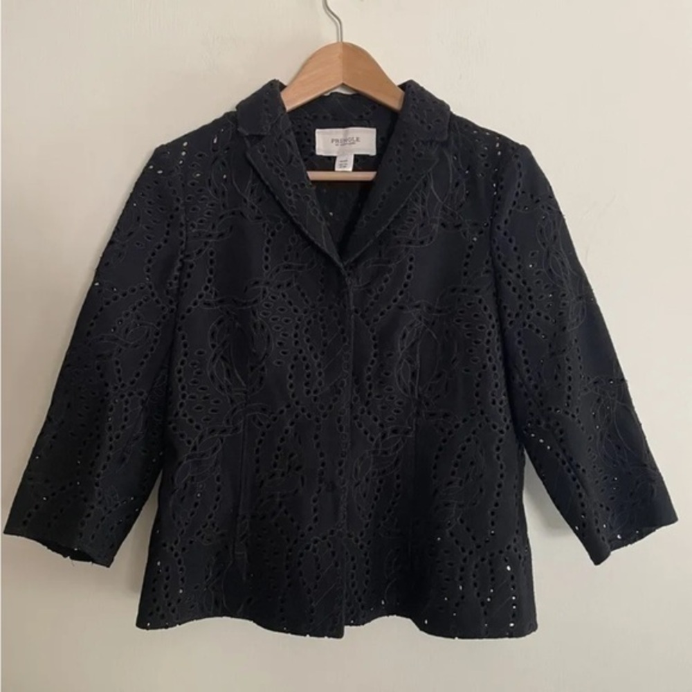 pringle of scotland black wool Eyelet Jacket